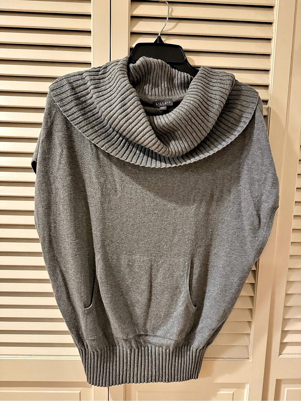 Lilla P Gray Cowl Neck Size Small Like New